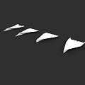 Four White Paper Airplanes Arranged on Black Background in Line