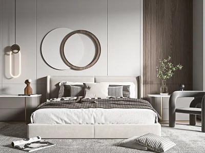 Modern Background Double Bed Double Bed 3d model