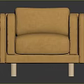 Orange Leather Single Sofa with Armrest and Light Wooden Legs Modern Design