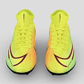 Yellow Orange Gradient High Top Soccer Cleats With Cleated Sole And Branded Design