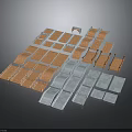 Architectural Building Materials With Various Colored Panels And Different Tile Layouts