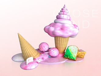 Cloud Ice Cream Modern Ice Cream 3d model