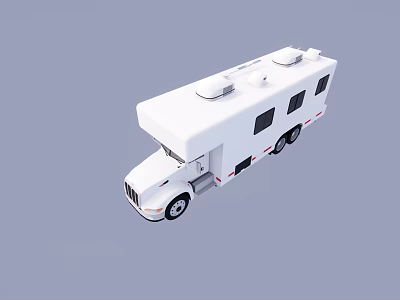 White Motorhome With Multiple Windows And Roof Appliances For Mobile Living 3d model