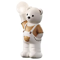 Cute Bear Dolls Holding Glowing Balls Wearing White Brown Overalls With Small Bear Motifs