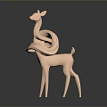 Pink Deer Sculpture with Elegant Spiral Design on Dark Background with Reflection 3d model