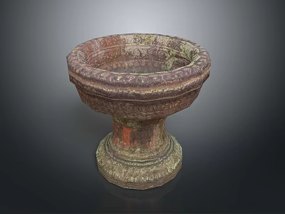 Vintage Ceramic Plant Planter With Rustic Texture And Sturdy Base For Indoor Greenery 3d model