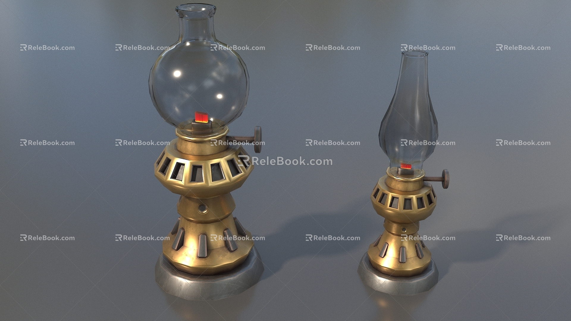 Kerosene lamp oil lamp old kerosene lamp retro lamp glass lantern nostalgic oil lamp everbright lamp alcohol lamp camping lamp simple model low model game 3d model