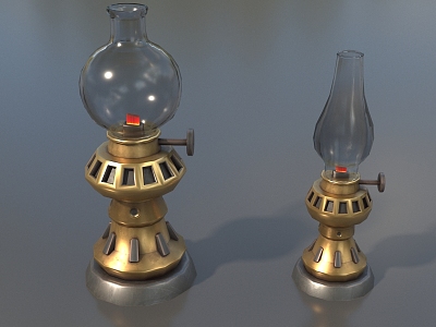 Kerosene lamp oil lamp old kerosene lamp retro lamp glass lantern nostalgic oil lamp everbright lamp alcohol lamp camping lamp simple model low model game 3d model