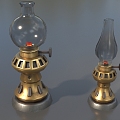 Kerosene lamp oil lamp old kerosene lamp retro lamp glass lantern nostalgic oil lamp everbright lamp alcohol lamp camping lamp simple model low model game 3d model