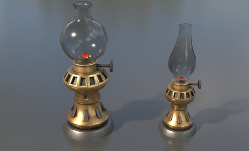 Kerosene lamp oil lamp old kerosene lamp retro lamp glass lantern nostalgic oil lamp everbright lamp alcohol lamp camping lamp simple model low model game 3d model