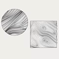 Modern Abstract Wall Decor With Circular Silver Wave And Square Black White Patterns 3d model