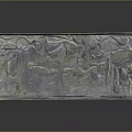Transparent Rectangular Plaque With Intricate Animal Relief Figures On Dark Background