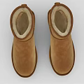Brown Short Suede Boots With Fleece Lined Cuff And Light Rubber Sole For Winter