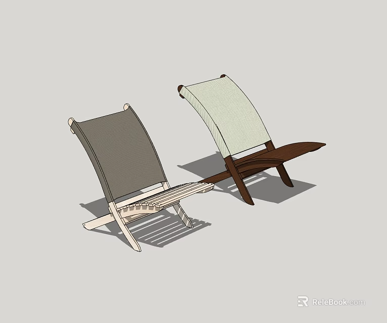Modern Gray and Beige Lounge Chair with Wooden Frame and Comfortable Fabric 3d model 