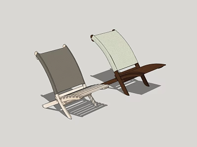 Modern Gray and Beige Lounge Chair with Wooden Frame and Comfortable Fabric 3d model