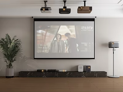Projection Monitoring In Home Theater With Multiple Projectors And Screen 3d model