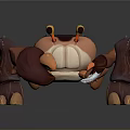 3D Modeled Aquatic Crab With Yellow Eyes Red Orange Claws And Brown Legs
