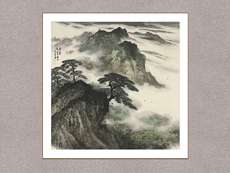 Decorative Painting Lushan Fengyun Lu Xingtang Landscape Painting 3d model