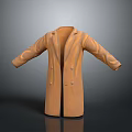 Brown Long Double Breasted Coat With Classic Design And Smooth Texture 3d model