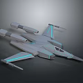 Gray Sci Fi Spaceship Featuring Blue Glowing Lines And Futuristic Wing Structure