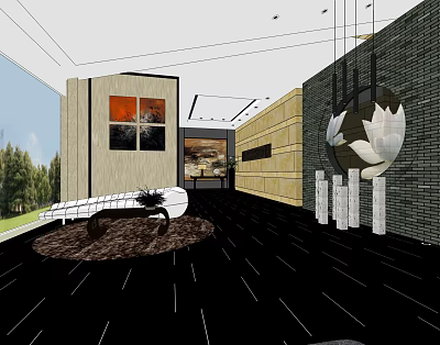 New Chinese Corridor Hall Corridor 3d model