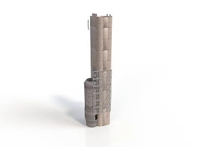 Modern Tower Architecture With Vertical Structure And Textured Grid Facade Elements 3d model
