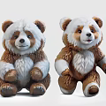 Cute Brown And White Fluffy Panda Plush Toys Sitting And Standing