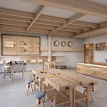 Light Solid Wood Work Table And Stool Set For Modern Bright Carpentry Handcraft Workshop
