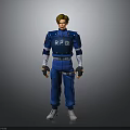 3D Character Model In Blue RPD Uniform With White Accents And Black Gloves