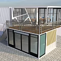 Modern Two Story Container Building With Large Glass Windows And Balcony Design