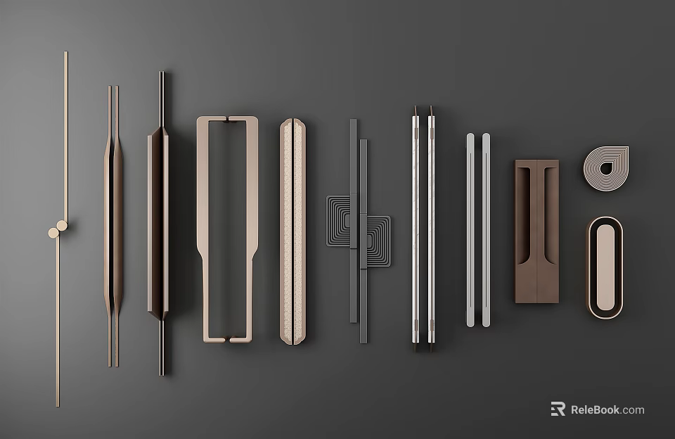 Various Modern Design Door Cabinet Drawer Handles For Home Furniture In Different Materials 3d model 