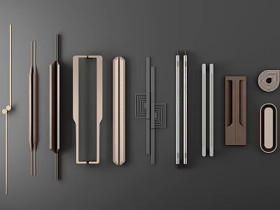 Various Modern Design Door Cabinet Drawer Handles For Home Furniture In Different Materials 3d model