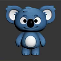 Cute 3D Blue Koala Toy With Big Eyes Black Nose And White Belly