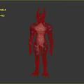 Game Fantasy Character Humanoid Muscular Creature With Blue Spots And Horns 3d model