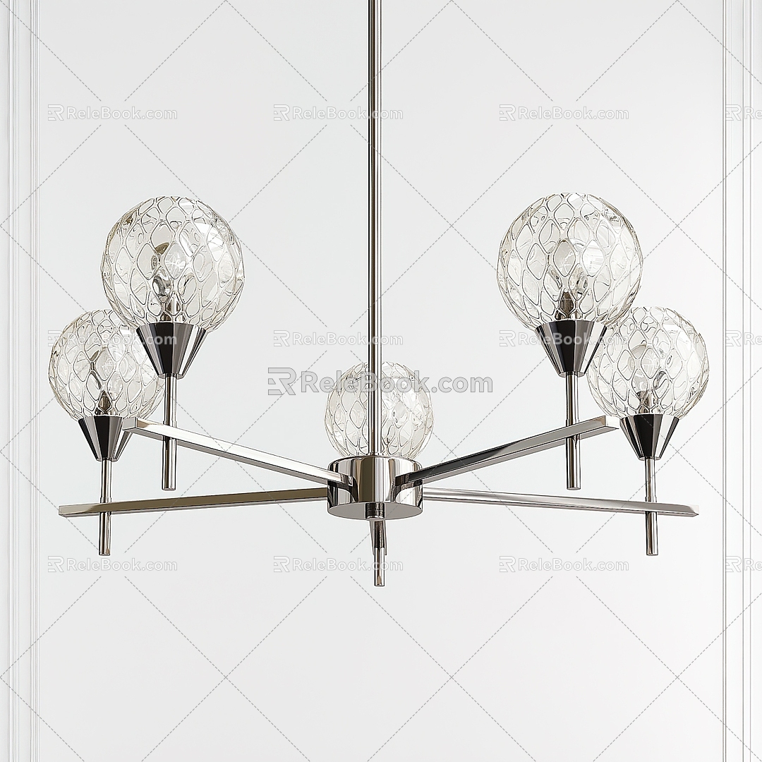 Glass ball chandelier multi-head chandelier 3d model