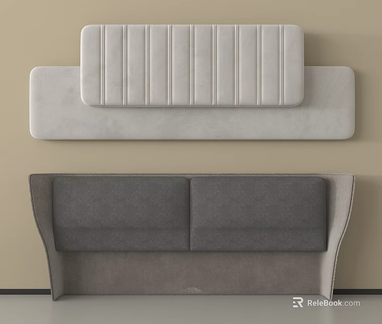 Modern Bed Headboard Design With Light Gray Vertical Tufted And Dark Gray Padded Styles 3d model 