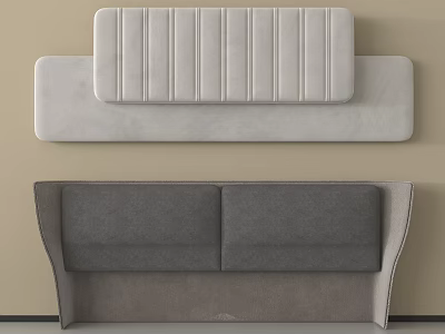Modern Bed Headboard Design With Light Gray Vertical Tufted And Dark Gray Padded Styles 3d model