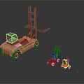 Industrial Orange Forklift Machinery Featuring Multiple Sizes And Smaller Models 3d model