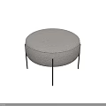 Modern Round Ottoman with Plush Fabric Upholstery and Black Metal Legs