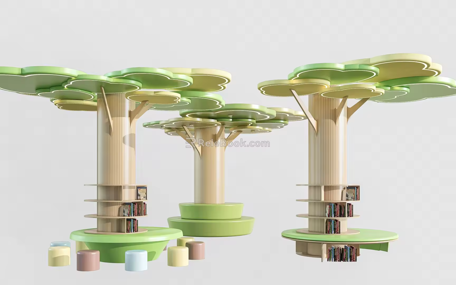 Modern pillar decorative column modeling column bookshelf card holder tree decorative column 3d model
