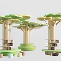 Modern pillar decorative column modeling column bookshelf card holder tree decorative column 3d model