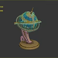 Elegant Decorative Globe Furniture With Blue Surface And Gold Metal Stand Base