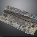 Geological Rock Specimen With Worn Surface Blue Label And Measurement Marks