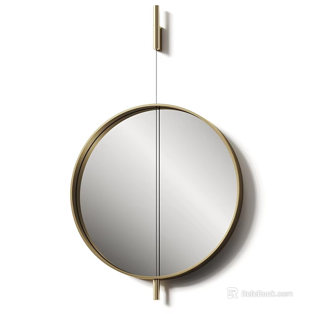 Round Wall Mounted Mirror With Gold Frame And Modern Minimalist Design 3d model 