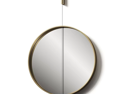 Round Wall Mounted Mirror With Gold Frame And Modern Minimalist Design 3d model