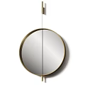Round Wall Mounted Mirror With Gold Frame And Modern Minimalist Design