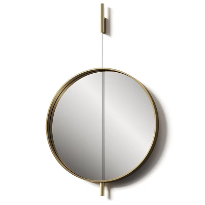 Round Wall Mounted Mirror With Gold Frame And Modern Minimalist Design 3d model