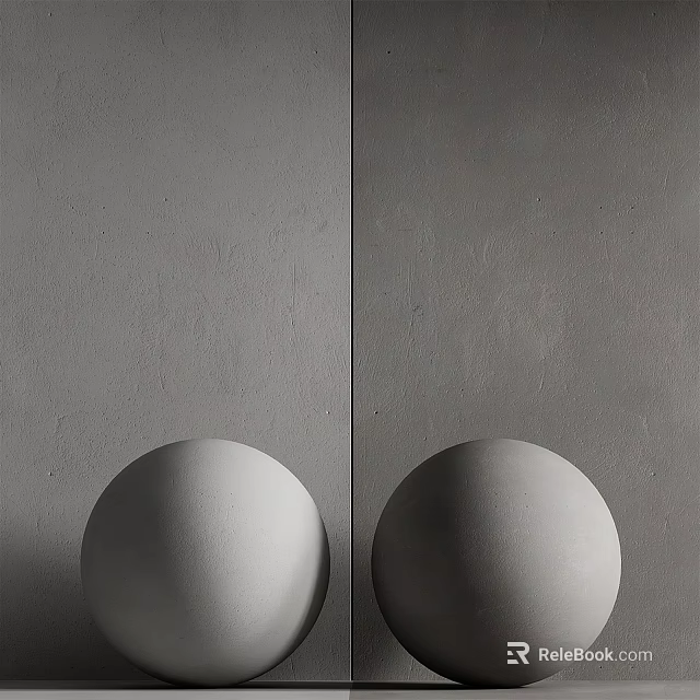 Minimalist Gray Background Wall With Two White Spheres In Front Interior Design 3d model