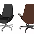 Black And Brown Leather Office Chairs With Armrests And Wheel Bases Design