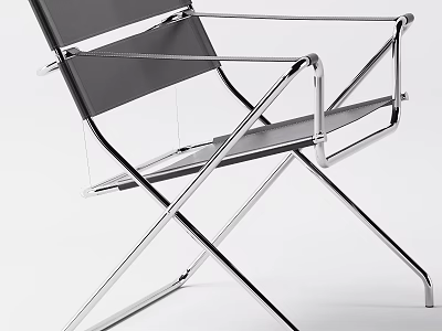 Modern Leisure Chair with Chrome Metal Frame and Gray Fabric Seat for Contemporary Living Space 3d model